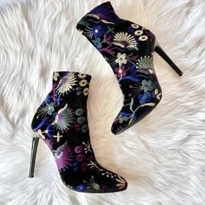 Giuseppe Zanotti Bimba Magdalena Floral Velvet Brocade Embroidered Sock Booties